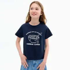 MANGO - Camiseta para Niña con Estampado Manga corta de Algodón