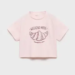 MANGO - Camiseta para Niña con Estampado Manga corta de Algodón