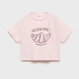 MANGO - Camiseta para Niña con Estampado Manga corta de Algodón