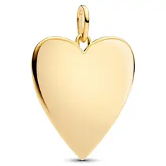 PANDORA - Colgante Placa Grabable Grande en Forma de Corazón Recubrimiento en Oro 14K