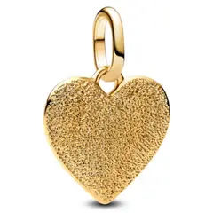 PANDORA - Charm de Medallón Corazón Grabable Recubrimiento en Oro 14K