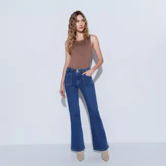 MOSSIMO - Jean Flare Mujer Tiro medio de Algodón