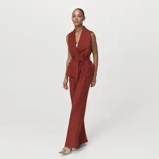 MANGO - Pantalón Recto Mujer Tiro alto