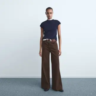 MANGO - Jean Wide leg Mujer Tiro alto