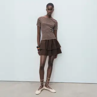 MANGO - Vestido Mujer Corto Casual de Rayas de Algodón