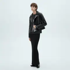 MANGO - Chaqueta Mujer Efecto cuero