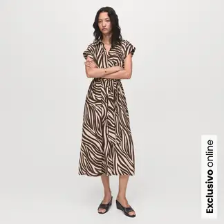 MANGO - Vestido Mujer Medio Casual con Estampado