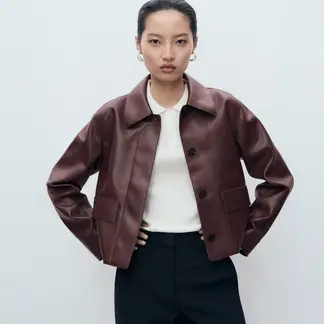 MANGO - Chaqueta Efecto cuero Mujer Efecto cuero