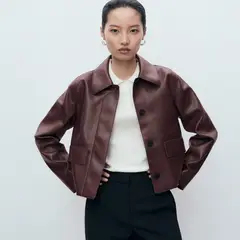 MANGO - Chaqueta Efecto cuero Mujer Efecto cuero