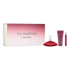 CALVIN KLEIN - Set de Perfume Mujer Incluye: My Euphoria 100ml (3.3oz) Eau de Parfum for Women - Euphoria 100ml (3.3oz) Body Lotion for Women - My Euphoria 10ml (0.33oz) Eau de Parfum Travel Spray for Women