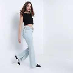 SYBILLA - Jean Flare Mujer Tiro alto Denim