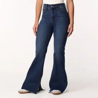 SYBILLA - Jean Flare Mujer Tiro alto Denim