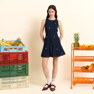SYBILLA - Vestido Corto Casual Denim para Mujer de Algodón