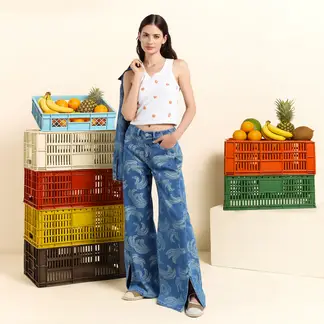 SYBILLA - Jean Wide leg Mujer Tiro medio