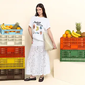 SYBILLA - Camiseta Mujer con Estampado Manga corta de Algodón