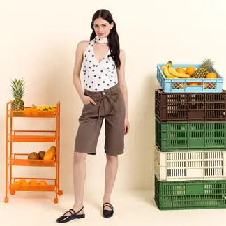 JOURNEY IN PAIRS X SYBILLA - Bermuda de Jean Mujer Tiro medio de Algodón Sybilla