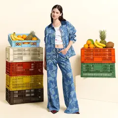 SYBILLA - Chaqueta de Jean Mujer Oversize de Algodón