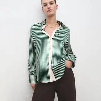 MANGO - Camisa Mujer de Rayas Manga larga