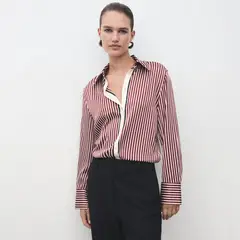 MANGO - Camisa Mujer de Rayas Manga larga