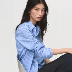 MANGO - Camisa Mujer de Rayas Manga larga de Viscosa