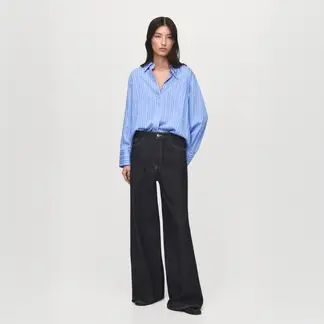 MANGO - Camisa Mujer de Rayas Manga larga de Viscosa