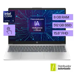 HP - Laptop 15-Fd1254La, 15.6", Touch Screen, Intel® Core¿ Ultra 5, 8Gb Ram, 512Gb Ssd, Fhd, Natural Noise cancellinglver, Windows 11 Home.