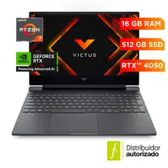 HP - Laptop Gaming Victus Victus Gaming 15-Fb3021La, Amd Ryzen 7, 16 Gb Gpu Nvidia® Geforce Rtx¿ 4050, 512 Gb Ssd, 15.6, Fhd Windows 11 Home