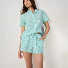 ETAM - Short de pijama para Mujer de Rayas de Algodón