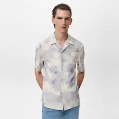 MANGO - Camisa Hombre Tejido Manga corta Regular fit