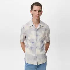 MANGO - Camisa Hombre Tejido Manga corta Regular fit