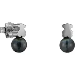 TOUS - Aretes de plata dark silver y ojo de halcón Icon Mesh