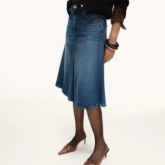 MANGO - Falda Midi Mujer de Algodón