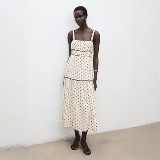MANGO - Vestido Mujer Medio Casual con Estampado de Algodón