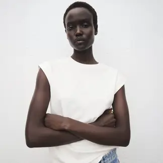 MANGO - Camiseta Mujer Manga corta de Algodón