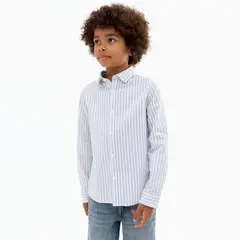 MANGO - Camisa Para Niño de Rayas Manga larga de Algodón