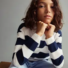 MANGO - Camiseta polo Para Niño de Rayas Con cuello Manga larga de Algodón