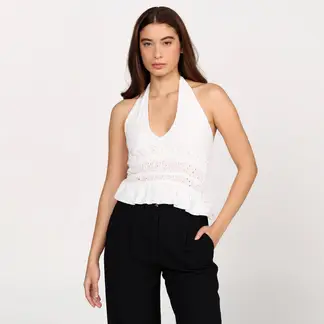 SYBILLA - Top esqueleto Mujer Ojalillo Sin mangas de Algodón