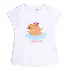 YAMP - Camiseta para Bebé niña con Estampado Print Manga corta de Algodón