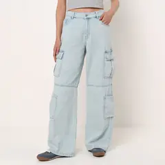 DOO AUSTRALIA - Jean Cargo Mujer Tiro alto de Algodón