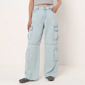 DOO AUSTRALIA - Jean Cargo Mujer Tiro alto de Algodón