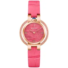 BULOVA - Reloj Mujer Rubaiyat. Reloj Cuero Rosado 97R103