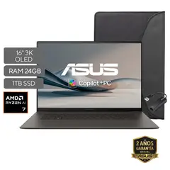 ASUS - Portátil Zenbook S 16 |AMD Ryzen AI 7 | 24GB LPDDR5X| 1 TB SSD de almacenamiento | Windows 11 |16 Pulgadas |UM5606KA-RJ032W | Computador portátil