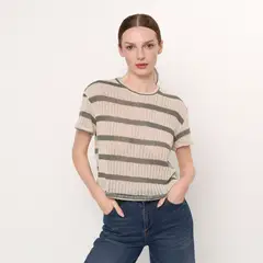 BASEMENT - Camiseta Mujer Tejido Manga corta