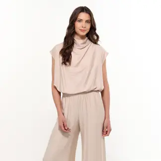 BASEMENT - Blusa Mujer Liso con Bordado Manga corta Rayon