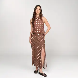 BASEMENT - Falda Midi con Puntos Mujer