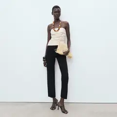 MANGO - Pantalón Recto Mujer Tiro medio