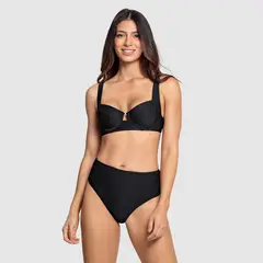 LEONISA - Vestido de baño Conjunto de Bikini en textura acanalada con panty tiro alto y top con arcos