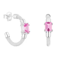 TOUS - Aretes aro de plata y zafiro creado en laboratorio Mesh LGG