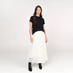 BASEMENT - Falda Midi Mujer con Encaje