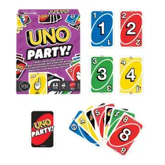 UNO - Party, Juego de Cartas para Grupos Grandes, Edición Especial Mattel, Juego de Mesa Familiar para Niños de 7 Años en Adelante